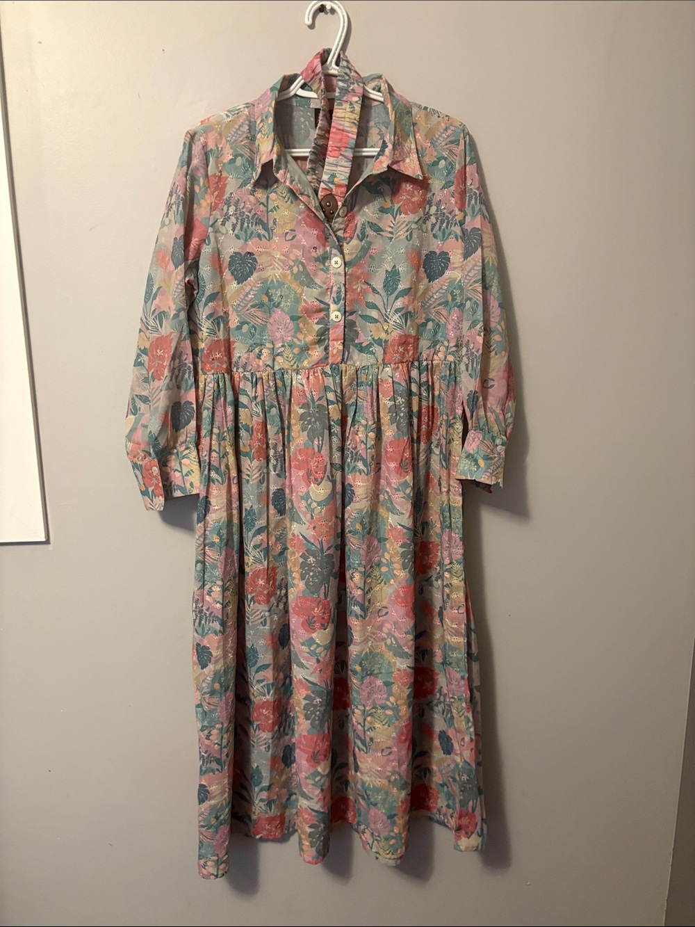maxi dress with eyelet sequins and floral comes with belt